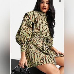 Asos animal print mini shirt dress